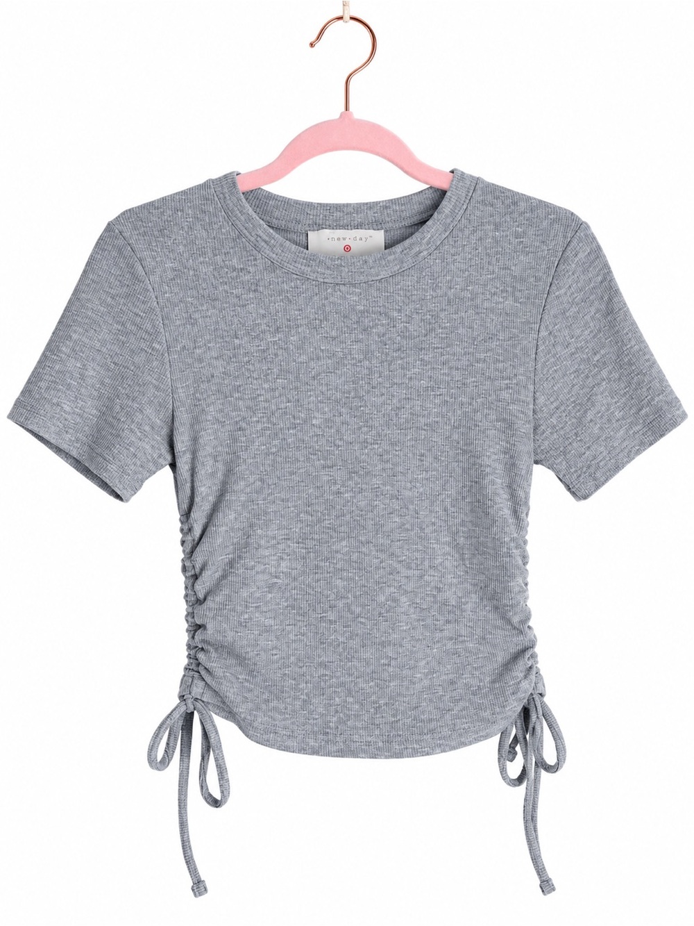 Crewneck Ruched Side Tee Gray Women’s Medium